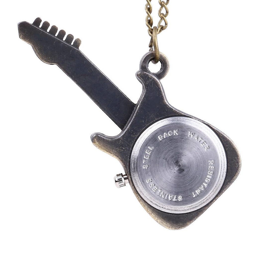 Guitar Pendant Watch NEW Gift Guitarist Player Pocket Necklace Fender Vintage - Picture 4 of 4